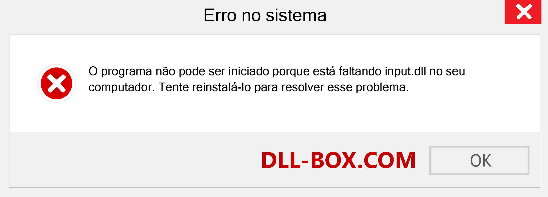 Arquivo input.dll ausente ?. Download para Windows 7, 8, 10 - Correção de erro ausente input dll no Windows, fotos, imagens